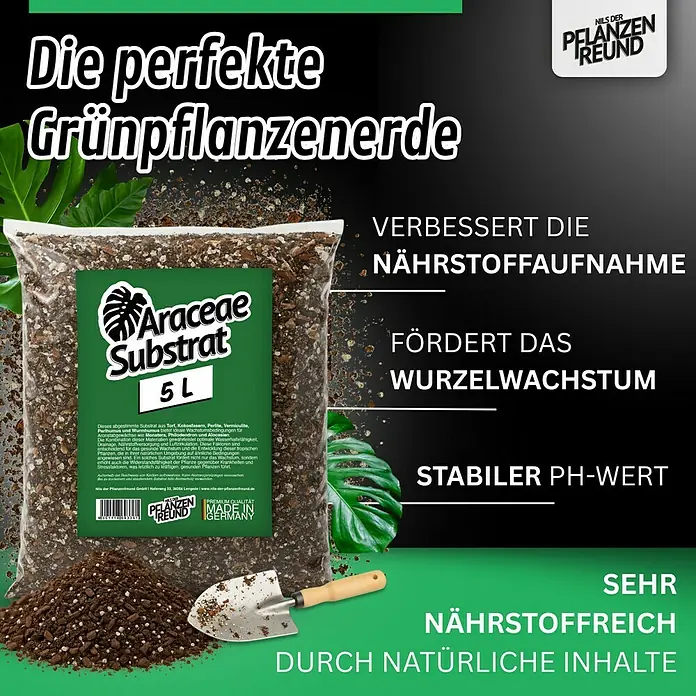 Pflanzensubstrat Araceaesubstrat - 5 l - Abbildung eines Sacks Araceae-Substrat-Grünpflanzenerde, die die Nährstoffaufnahme verbessert und das Wurzelwachstum fördert.