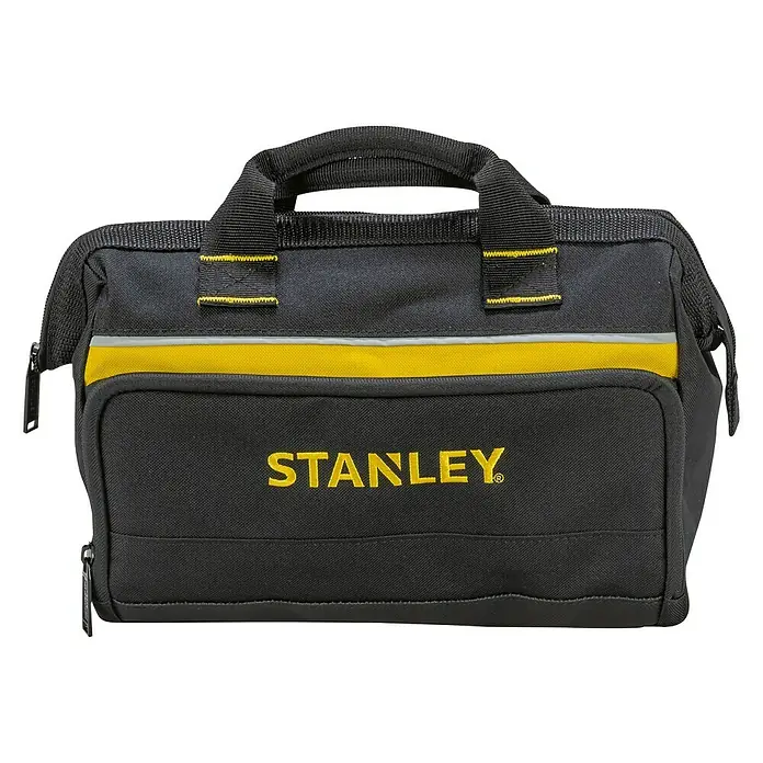 Stanley Bolsa para herramientas 1-93-330 - Nylon - Bolsa de herramientas negra Stanley con franja amarilla y asa de transporte, ideal para transportar herramientas.