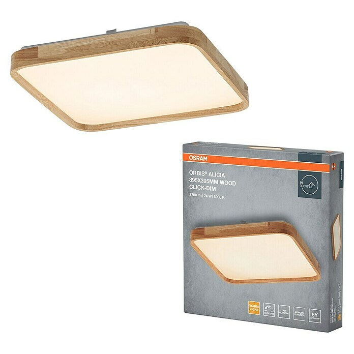 Osram Plafón LED Alicia (24 W, L x An x Al: 39,5 x 39,5 x 6 cm, Marrón, Blanco cálido) | BAUHAUS