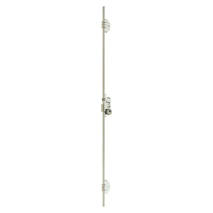 MCM Cerradura de embutir 705-3 con escudo 1850 A - L x An: 2.030 x 25 mm, Esmaltado, Plateado, Anchura placa: 50 mm - Primer plano de una cámara de vigilancia blanca montada en un poste, que garantiza seguridad y monitorización.