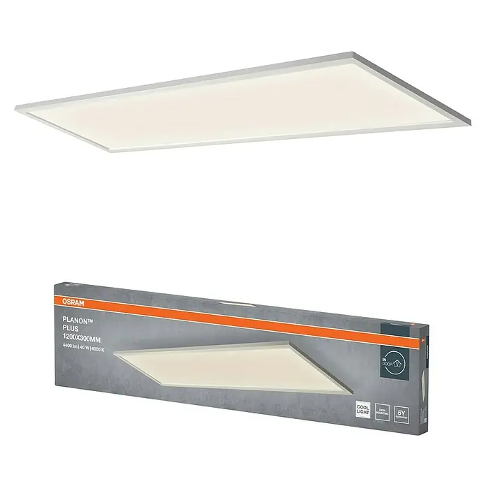 Osram LED-Panel Planon Plus - L x B x H: 119,5 x 29,5 x 5 cm, Weiß, Neutralweiß - Osram Planon Plus LED-Panel 1200x300mm für Innenräume, energiesparend und mit langer Lebensdauer, ideal zur Deckenmontage.