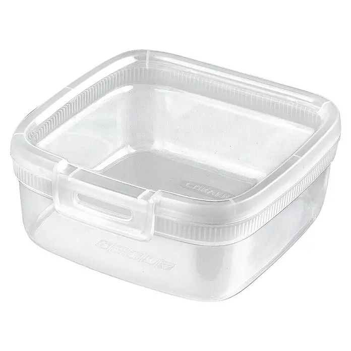 Curver Lunchbox Snapbox - L x B x H: 14,5 x 15 x 6,2 cm, Transparent - Klare Plastikbox mit Deckel und Verschlussclip. Ideal für die Aufbewahrung von kleinen Gegenständen oder Lebensmitteln.