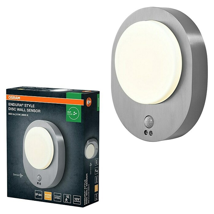 Osram LED zunanja stenska svetilka Endura Disc  (8 W, 24,4 x 20 x 6 cm, Srebrna, IP44) | 3079 - Wandleuchte outdoor mit Bewegungsmelder | CAJA - Outdoorleuchten Hochvolt | CAJ - Outdoorleuchten | CA - Beleuchtung | C - Elektro | BAUHAUS