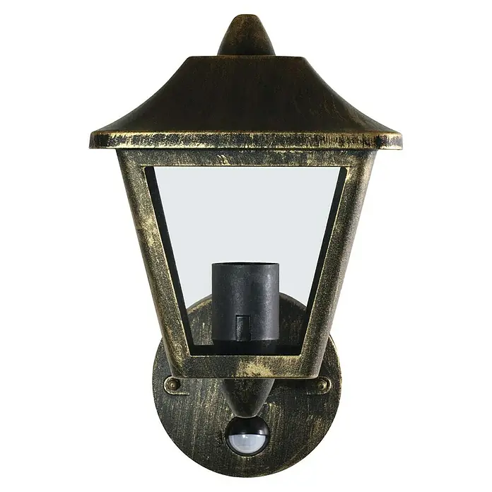 Osram Aplique exterior con sensor Endura - L x An x Al: 23 x 17 x 28 cm, IP44 - La lámpara de pared exterior dorada antigua es muy llamativa. Está equipada con un sensor de movimiento y ofrece más seguridad.