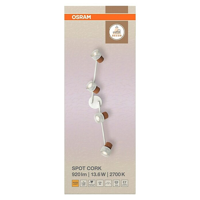 Osram Foco de pared Cork (13,6 W, L x An x Al: 81,3 x 10 x 14,5 cm, Blanco, GU10, 4 ud.) | BAUHAUS