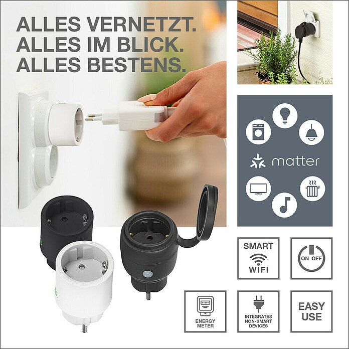 Osram Smart+ Pametna vtičnica Energy Meter  (Bela, Maksimalna priključna moč: 2.300 W) | 3458 - Smart Home | CBPA - Smart home | CBP - Smart home | CB - Elektroinstallation | C - Elektro | BAUHAUS