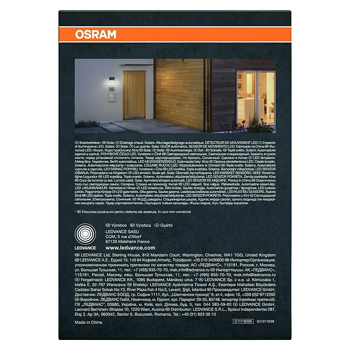 Osram Aplique solar para exterior Endura Flood - 2,9 W, L x An x Al: 16 x 11 x 17,2 cm, Gris, IP44, 380 lm, Color de luz: Blanco cálido - Lámpara solar LEDVANCE para exteriores, iluminación automática con sensor de movimiento para casa y jardín.