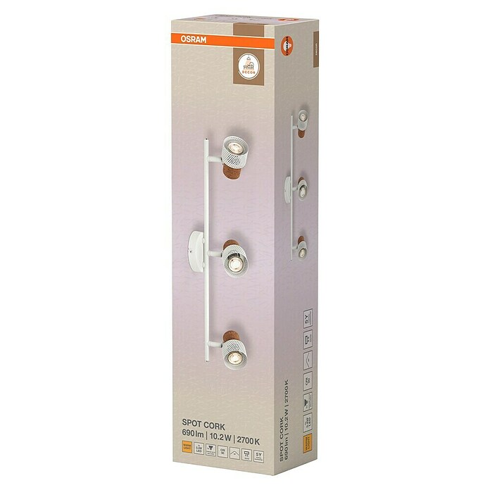 Osram Foco de pared Cork (10,2 W, Blanco, GU10, 3 ud.) | BAUHAUS