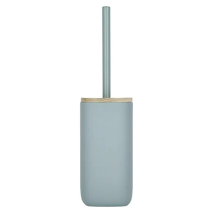 Venus Katta WC-Bürstengarnitur - Blau, Polyresin - Eine moderne WC-Garnitur in Grau mit einem Griff aus hellem Holz, perfekt für stilvolle Badezimmer. Elegante Badaccessoires für ein modernes Ambiente.