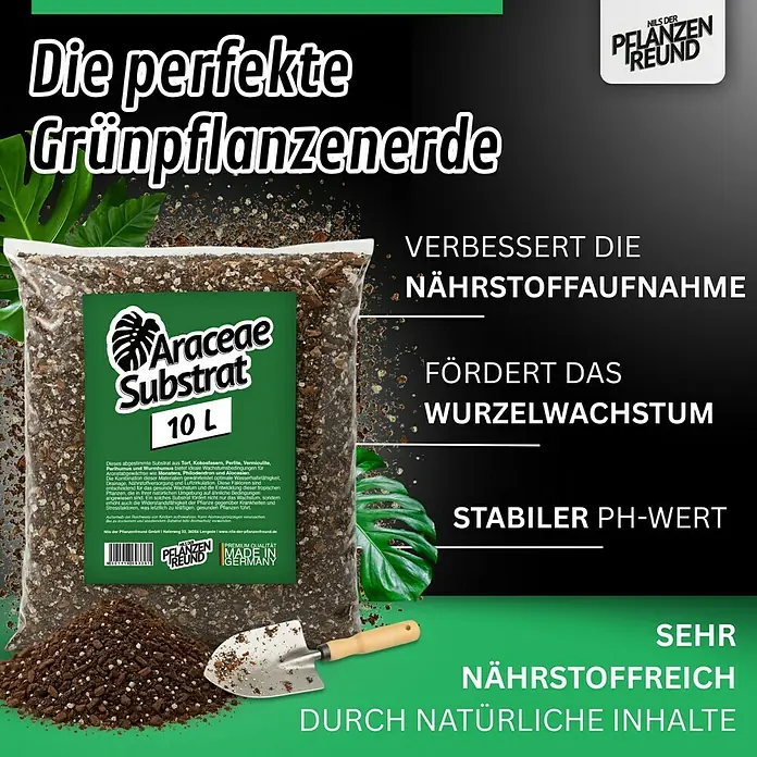Pflanzensubstrat Araceaesubstrat - 10 l - Abbildung eines Beutels Araceae Substrat Grünpflanzenerde, die eine optimale Nährstoffaufnahme und Wurzelwachstum fördert.