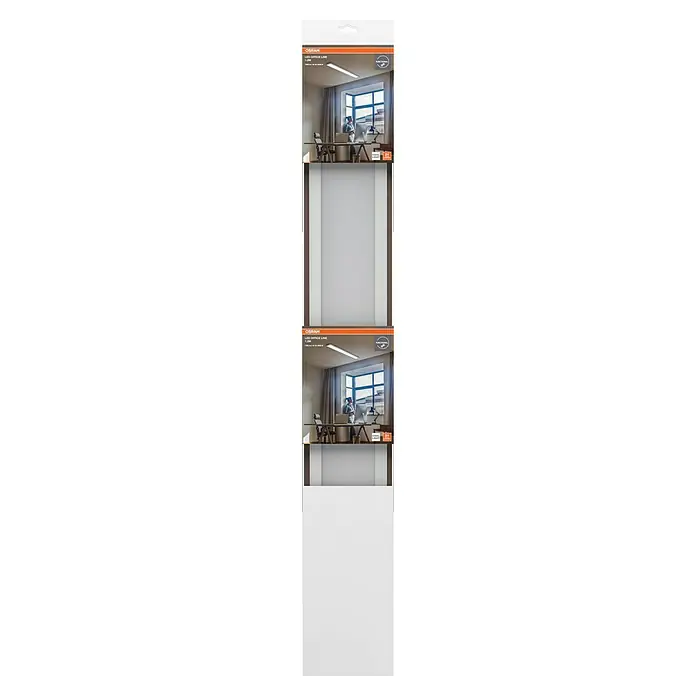 Ledvance LED-Deckenleuchte Office Line - 48 W, L x B x H: 121,5 x 13 x 2,5 cm, Weiß, Neutralweiß - Produktverpackung der OSRAM LED Office Line Leuchte. Die schlanke Büroleuchte sorgt für eine angenehme und funktionale Beleuchtung im Büro.