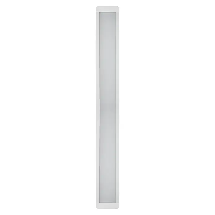 Ledvance LED-Deckenleuchte Office Line - 48 W, L x B x H: 121,5 x 13 x 2,5 cm, Weiß, Neutralweiß - Nahaufnahme einer weißen Innentür mit einem Milchglaseinsatz, die ein modernes und schlichtes Design zeigt.