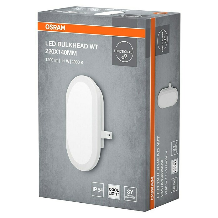 Osram LED zunanja stenska svetilka  (11 W, 216 x 14,3 x 79 cm, Bela, IP54) | 3095 - Kellerlicht | CAKA - Zweckleuchten | CAK - Technisches Licht | CA - Beleuchtung | C - Elektro | BAUHAUS