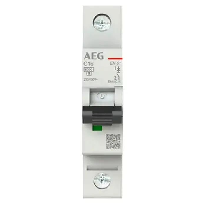 AEG Sicherungsautomat ElfaPlus EN61C16 - Weiß - AEG C16 Leitungsschutzschalter mit Schraubanschlüssen oben und unten, ideal für den Schutz von Stromkreisen in Wohn- und Gewerbegebäuden.
