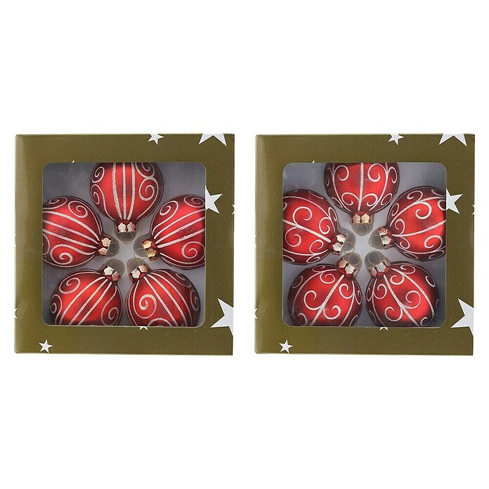 Weihnachtskugeln (Glas, Durchmesser: 6 cm, Rot/Weiß, 5 Stk.) | BAUHAUS