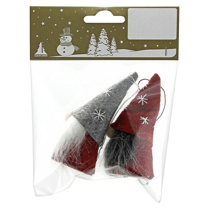 Christbaumschmuck Wichtel (Grau/Rot, Filz, 2 Stk.) | BAUHAUS