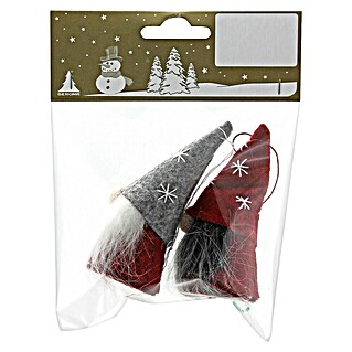 Christbaumschmuck Wichtel (Grau/Rot, Filz, 2 Stk.)