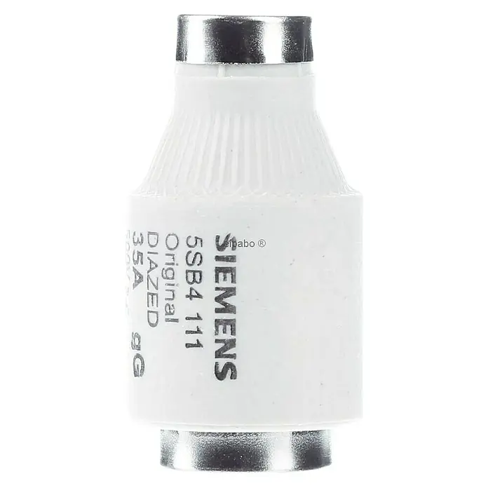 Siemens Sicherungseinsatz Diazed E33 D03 - 400 V, 35 A, 5 Stk. - Nahaufnahme einer DIAZED Sicherung von Siemens, 35A, Modell 5SB4 111, für den elektrischen Schutz.