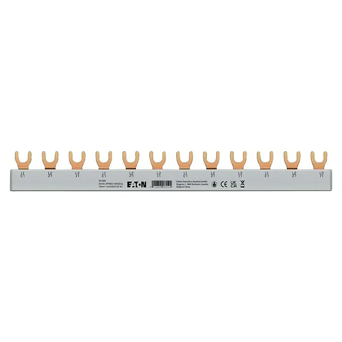 Eaton Phasenschiene 3-phasig EVGK-3PHAS/12MODUL - 213 mm - Eaton EVGK-3PHAS/12MODULE Stromschienenblock mit L1, L2, L3 Kennzeichnung für eine einfache Installation im Schaltschrank.