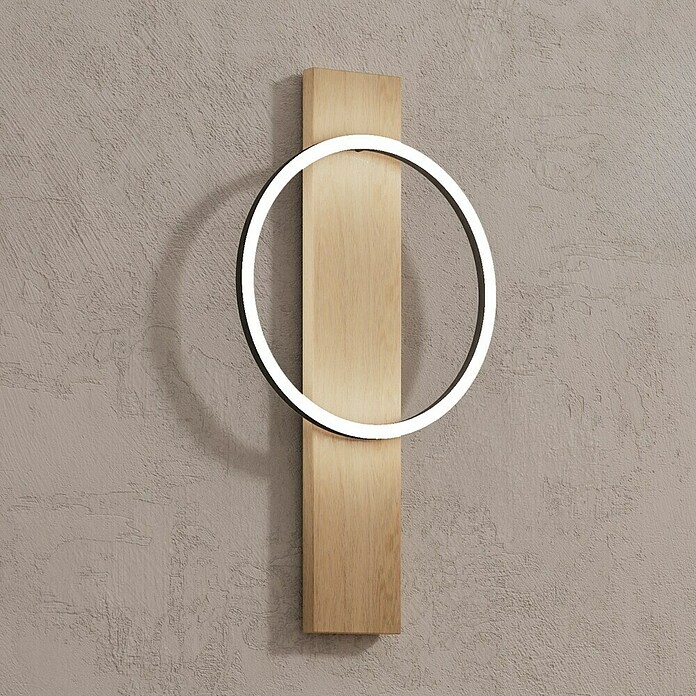Eglo Boyal Wandleuchte (36 W, L x B x H: 30 x 7,5 x 56 cm, Schwarz/Eichefarben) | BAUHAUS