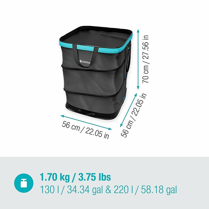 Gardena Pop-Up Gartenabfallsack Rechteck L (220 l) | BAUHAUS