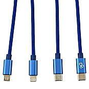 BAUHAUS USB-Ladekabel (Blau, 1 m, USB C-Stecker, USB Micro-Stecker, Lightning-Stecker)