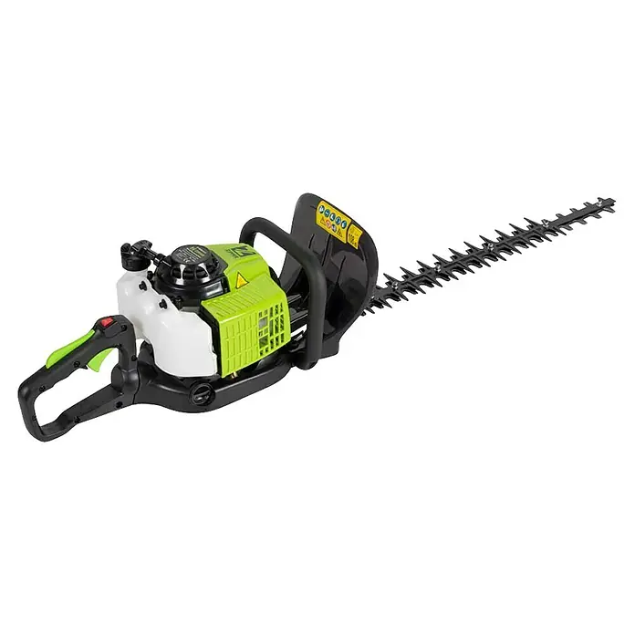 Zipper Benzin-Heckenschere ZI-BHS2600 - 700 W, Schnittlänge: 60 cm, Max. Aststärke: 27 mm - Hier ist eine detaillierte Ansicht einer Heckenschere, die für den präzisen und effizienten Rückschnitt von Hecken und Sträuchern konzipiert ist.