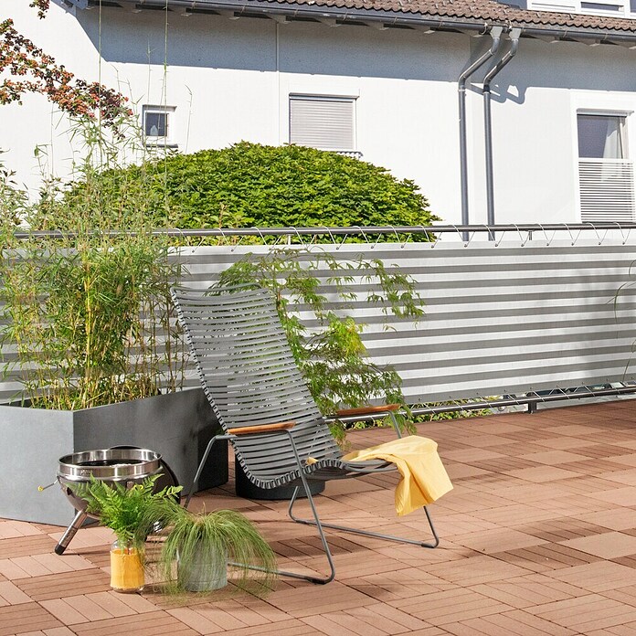 Windhager Balkonsichtschutz Ibiza (Kunststoff, Grau-Weiß, Gestreift) | BAUHAUS
