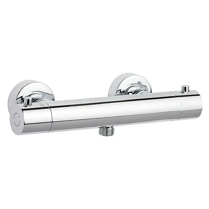 SCHÖNER WOHNEN-Kollektion Brausegarnitur Dusch-Thermostat Dicu Eco-Stop Chrom - Chrom - Glänzender Thermostat-Mischbatterie für Dusche, aus Chrom, mit Temperaturregler für präzise Temperatureinstellung.