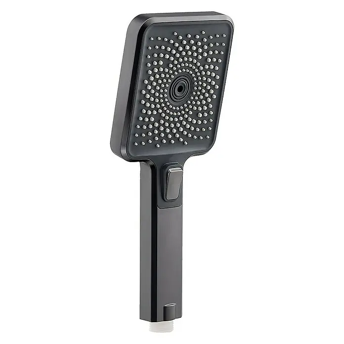 SCHÖNER WOHNEN-Kollektion Brausegarnitur Handbrause Verina Wassersparend Industrial - Art Strahl: Regenstrahl, Massage-Mix-Strahl und Massagestrahl, Grau - Ein modernes, quadratisches Duschkopf-Design in elegantem Grau, das für ein stilvolles Badezimmererlebnis sorgt. Die klaren Linien unterstreichen die Ästhetik.
