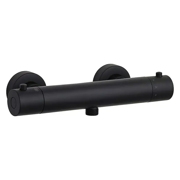 SCHÖNER WOHNEN-Kollektion Brausegarnitur Dusch-Thermostat Dicu Eco-Stop Mattschwarz - Mattschwarz - Schwarzer Duschmischer mit Temperaturregler. Das robuste Design sorgt für eine elegante Note im Badezimmer.