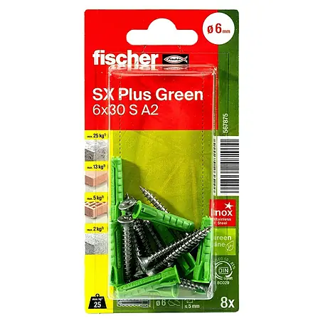 Fischer  Spreizdübel SX Plus Green 6 x 30 S A2 K