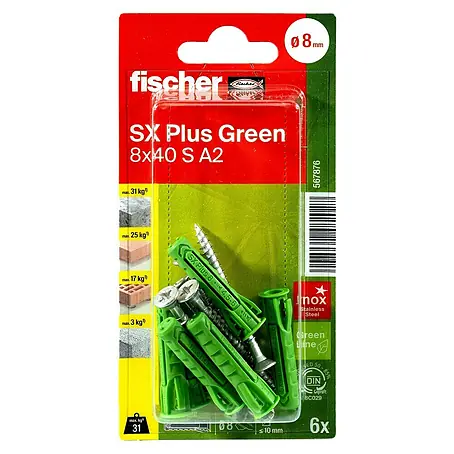 Fischer  Spreizdübel SX Plus Green 8 x 40 S A2 K