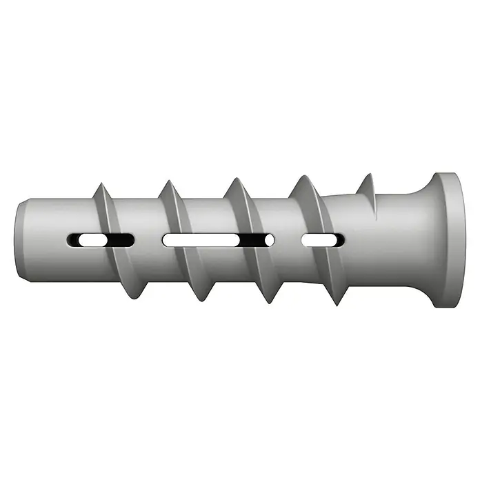 Fischer Porenbetonanker FTPK 6 K - M 6, Länge Dübel: 50 mm, 4 Stk. - Das Bild zeigt einen isolierten UX-Universaldübel, der ein zuverlässiges Befestigungselement für verschiedene Materialien darstellt.\n