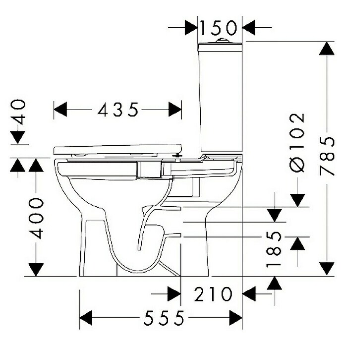 Hansgrohe Staand toiletset GladeLake S 640 (Softclose, Zonder spoelrand, Wit) | BAUHAUS