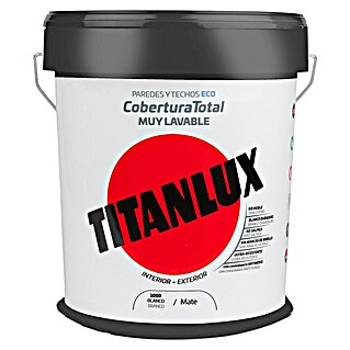 Titanlux Pintura para paredes y techos Cobertura Total Eco (Blanco, Mate, 15 l)