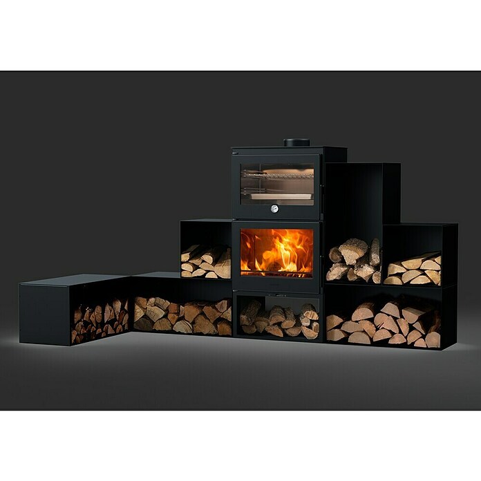 Panadero Leñero (L x An x Al: 33 x 33 x 33 cm, Acero, Negro) | BAUHAUS