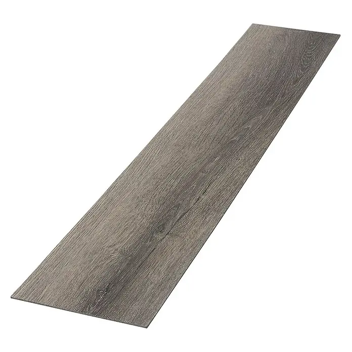 ML-Design Vinylboden 3 x Paket Klebevinylboden ( 48 Stück = 6,69 m² ) - Grau, Landhausdiele - Ein einzelnes Vinylbodenbrett in dunkler Holzoptik. Ideal für moderne Innenräume und einfache Installation.