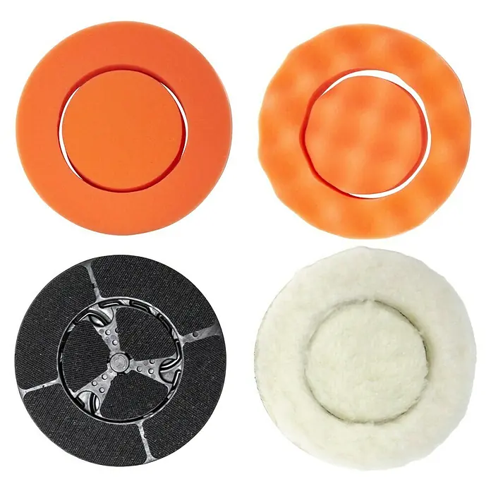 Batavia Maxxpack Polierscheiben Twin Brush - Passend für: Batavia Akku-Reinigungsbürste Twin Brush - Vier Polierpads in Orange, Schwarz und Weiß. Ideal zum Polieren von Oberflächen, um Glanz und Perfektion zu erreichen.