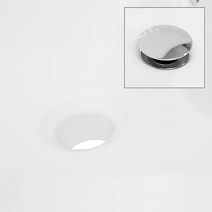LuxeBath Aufsatzwaschbecken Aufsatzwaschtisch Handwaschbecken inkl. Ablaufgarnitur mit Überlauf - Mit Überlauf, Weiß - Waschbeckenstöpsel mit glänzender Oberfläche, ein Muss für jedes moderne Badezimmer. Stilvoll und funktional.