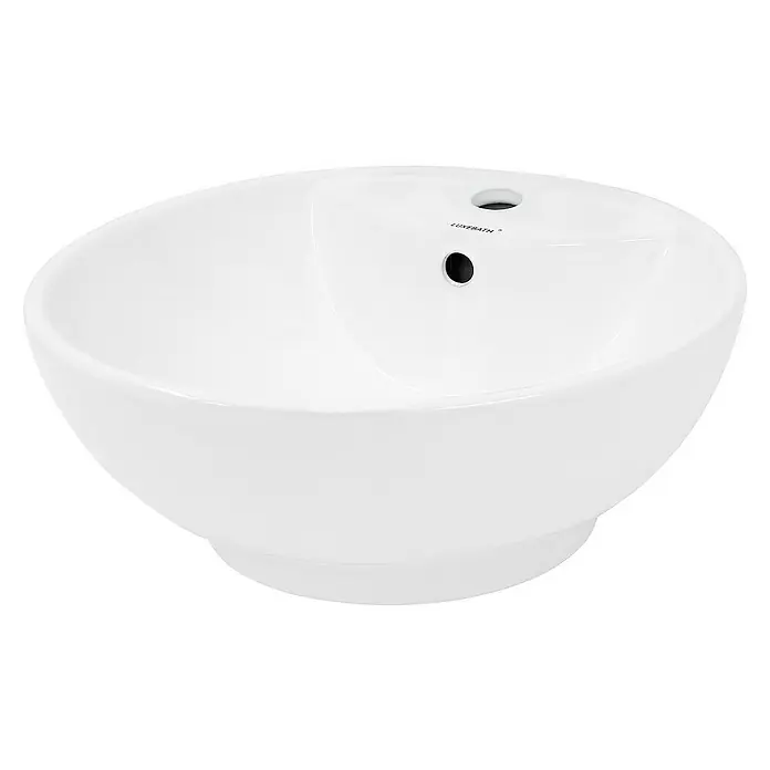 LuxeBath Aufsatzwaschbecken Aufsatzwaschtisch Waschschale Rund Handwaschbecken für Badezimmer - 45,5 x 45,5 cm, Ohne Spezialglasur, Weiß - Das Bild zeigt ein Luxusbad Waschbecken in Weiß, das durch sein elegantes Design und seine glänzende Oberfläche besticht. Ein modernes Highlight für jedes Badezimmer.