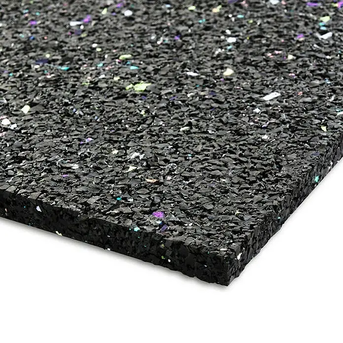 Floordirekt Unterlagsmatte Antivibrationsmatte 60 x 60 x 0,5 cm - 0,36 m², Stärke: 5 mm - Schwarze Gummifliese mit bunten Sprenkeln, ideal für Fitnessstudios oder Spielplätze. Robust und langlebig.