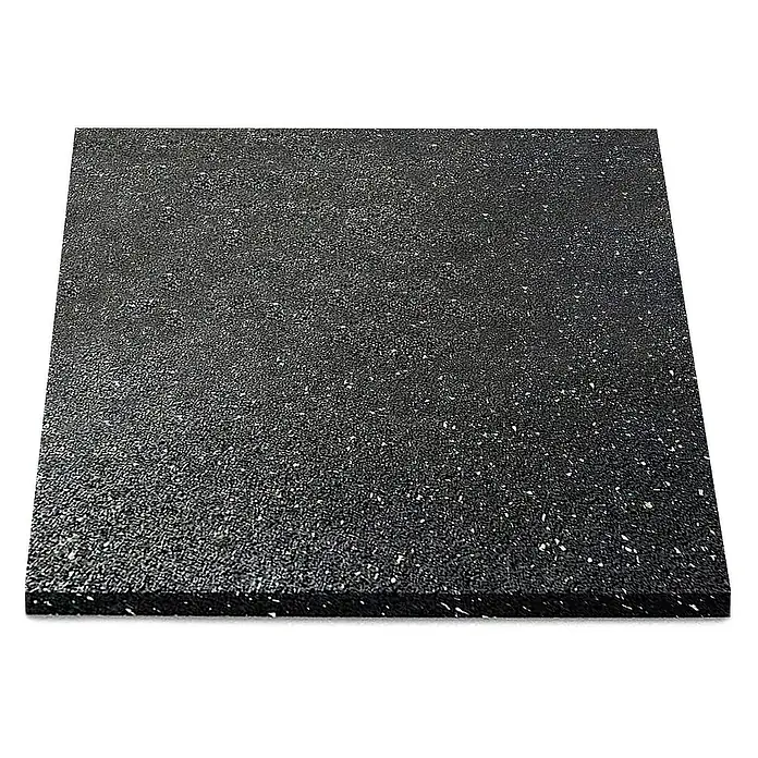 Floordirekt Unterlagsmatte Antivibrationsmatte 60 x 60 x 1,97 cm - 0,36 m², Stärke: 19,7 mm - Quadratische Gummimatte mit gesprenkelter Oberfläche für Fitnessstudios, schützt Böden vor Gewichten und Geräten.