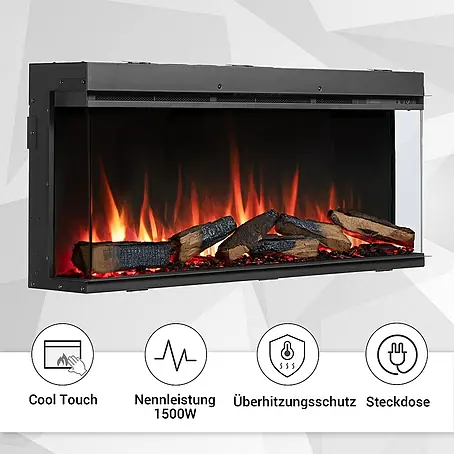 Balderia  Elektrischer Kamin AH-44 3D-Flammeneffekt Wifi App