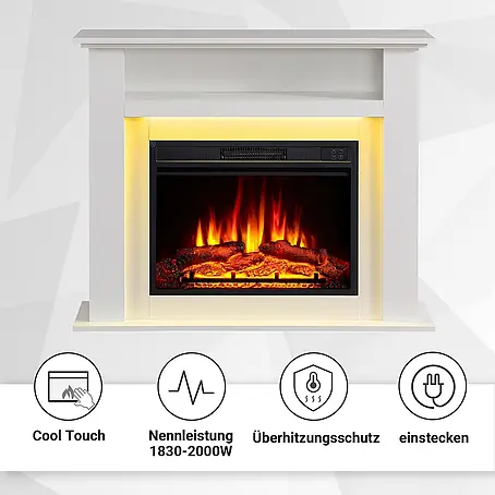 Balderia  Elektrischer Kamin LI-WE 3D-Flammeneffekt