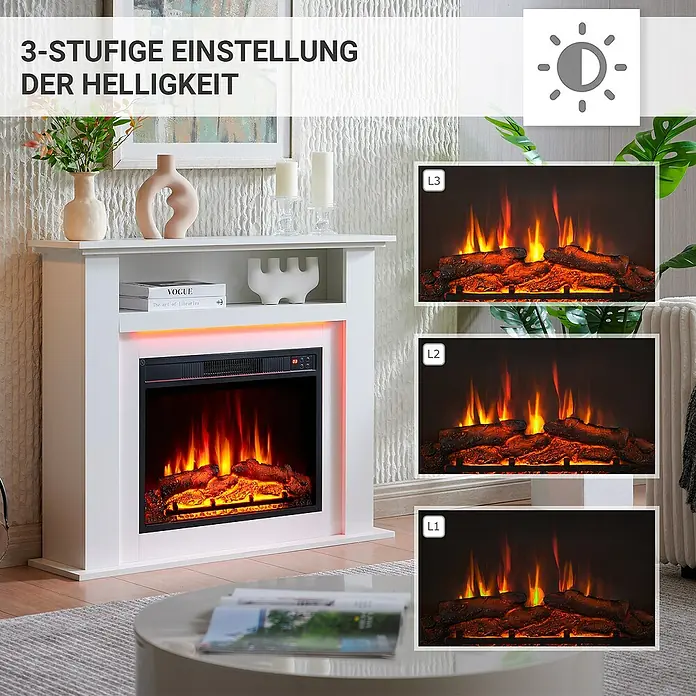 Balderia Elektrischer Kamin LI-WE 3D-Flammeneffekt - Wei, 100 x 25 x 82 cm  online kaufen bei BAUHAUS