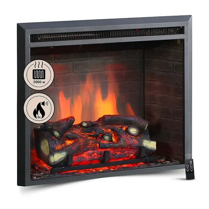 Balderia Elektrischer Kamin CA-26 3D-Flammeneffekt - Schwarz, 71 x 22 x 62,5 cm - Elektrischer Kamin mit simulierten Flammen und Heizfunktion für eine gemütliche Atmosphäre im Raum.