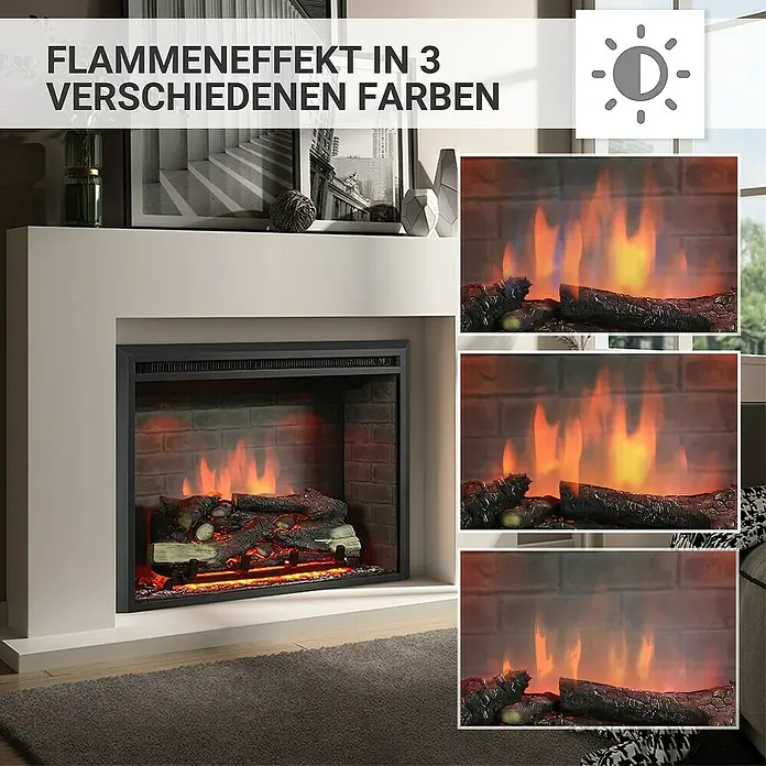 Balderia Elektrischer Kamin CA-30 3D-Flammeneffekt - Schwarz, 81 x 22 x 62,5 cm - Flammen-Effekt Kamin mit 3 Farben für eine gemütliche Atmosphäre. Perfekt für Ihr Zuhause!