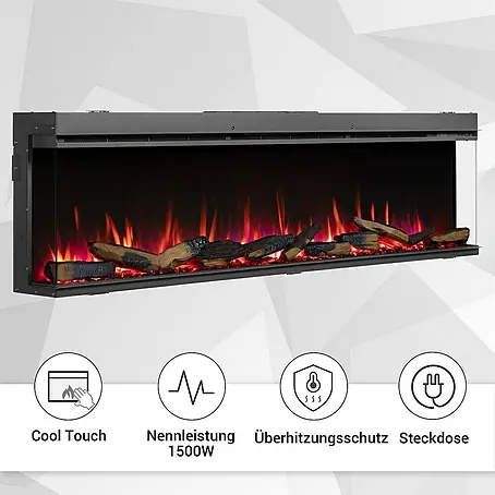 Balderia  Elektrischer Kamin AH-72 3D-Flammeneffekt Wifi App