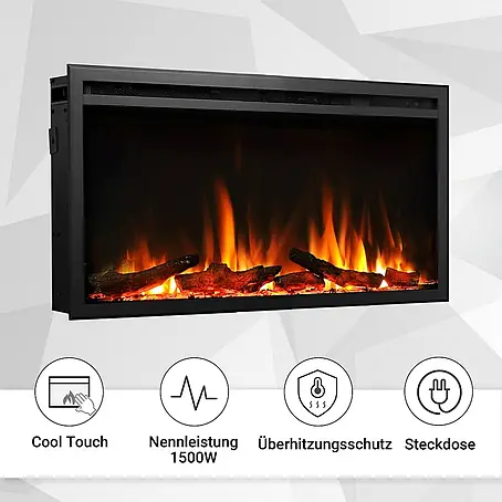 Balderia  Elektrischer Kamin AT-33 3D-Flammeneffekt Wifi App